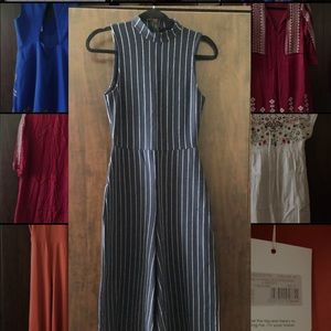MISSGUIDED High neck pinstripe culotte jumpsuit